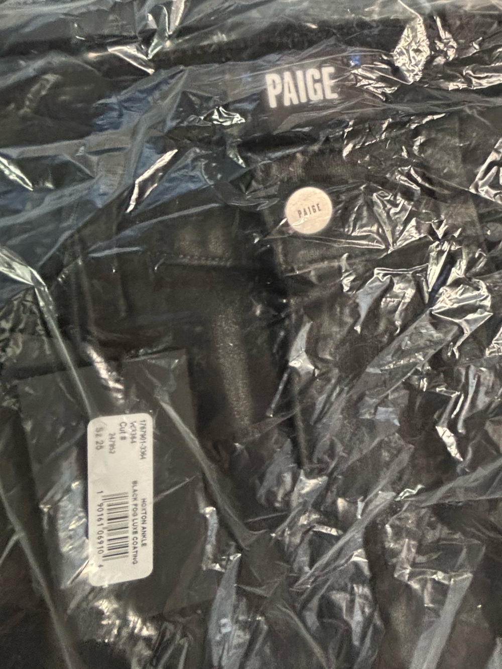 🎩 PAIGE Hoxton Transcend High Waist Black Fog Luxe Coating Skinny Ankle Jeans